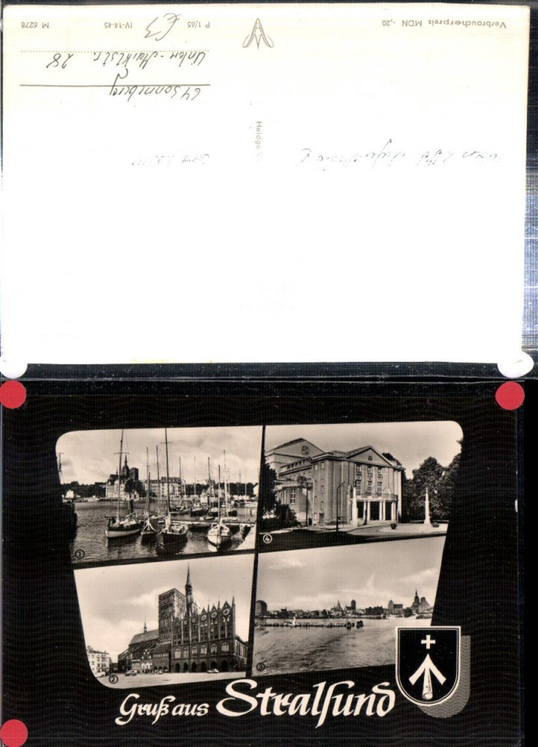 308161,Stralsund Rathaus Theater Hafen Segelboote Mehrbildkarte