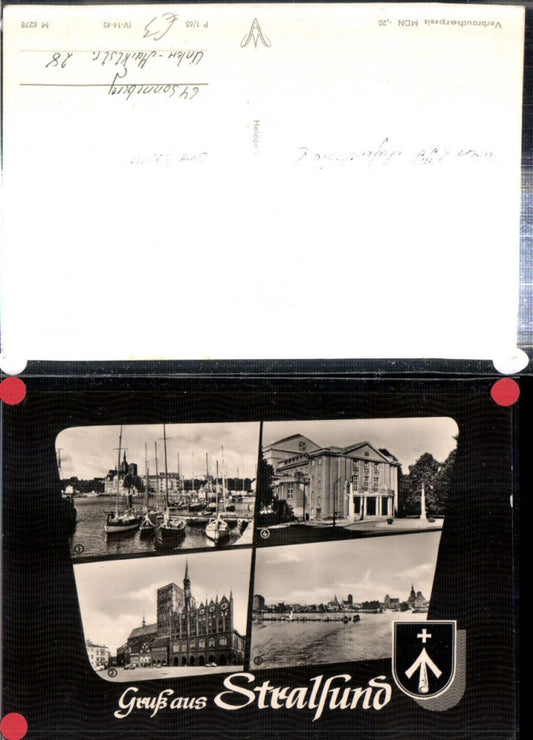 308161,Stralsund Rathaus Theater Hafen Segelboote Mehrbildkarte