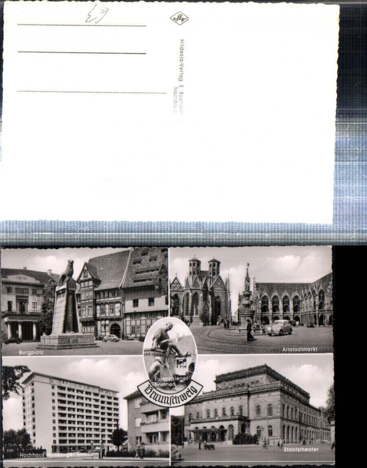 308206,Braunschweig Burgplatz Theater Hochhaus Brunnen Altstadtmarkt Mehrbildkarte