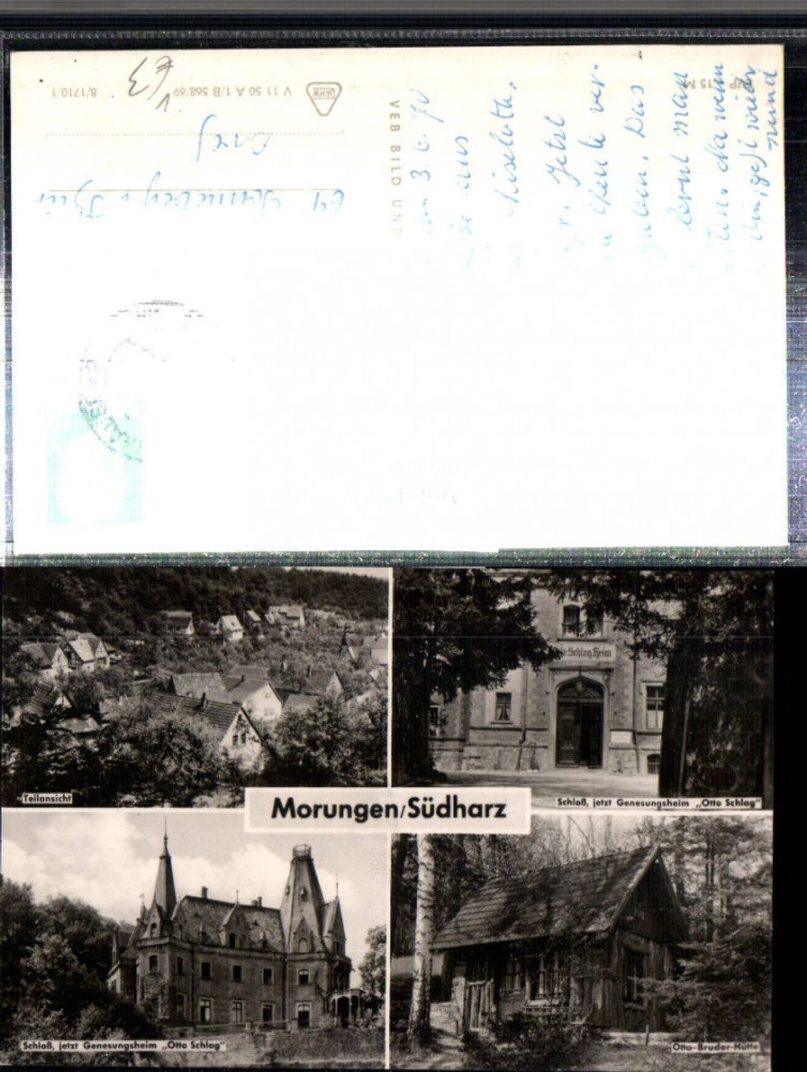 308219,Morungen Südharz Teilansicht Schloss Genesungsheim Otto-Bruder-Hütte Mehrbildkarte pub VEB