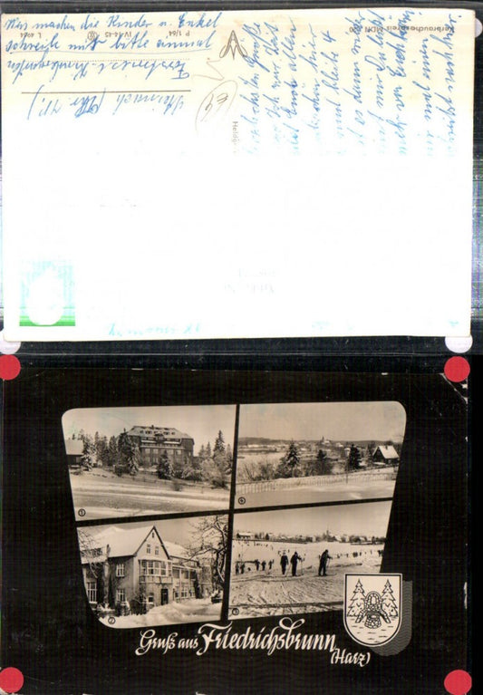 308224,Friedrichsbrunn im Harz Sanatorium Hotel Brockenblick Skifahrer Mehrbildkarte