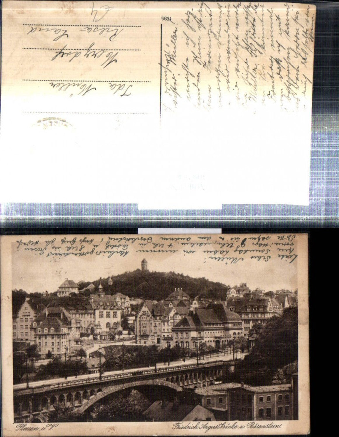 308254,Plauen im Vogtland Teilansicht Friedrich August-Brücke u. Bärenstein