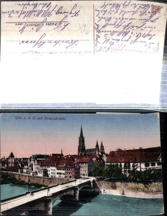 308297,Ulm Teilansicht Donaubrücke Brücke Feldpost 20. Bayer. Infanterie-Regiment 12 Komp.
