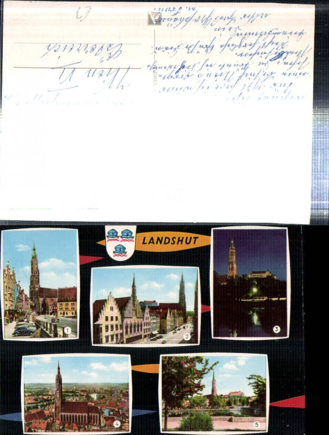 308554,Landshut Totale St. Martiniskirche Kirche Burg Mehrbildkarte