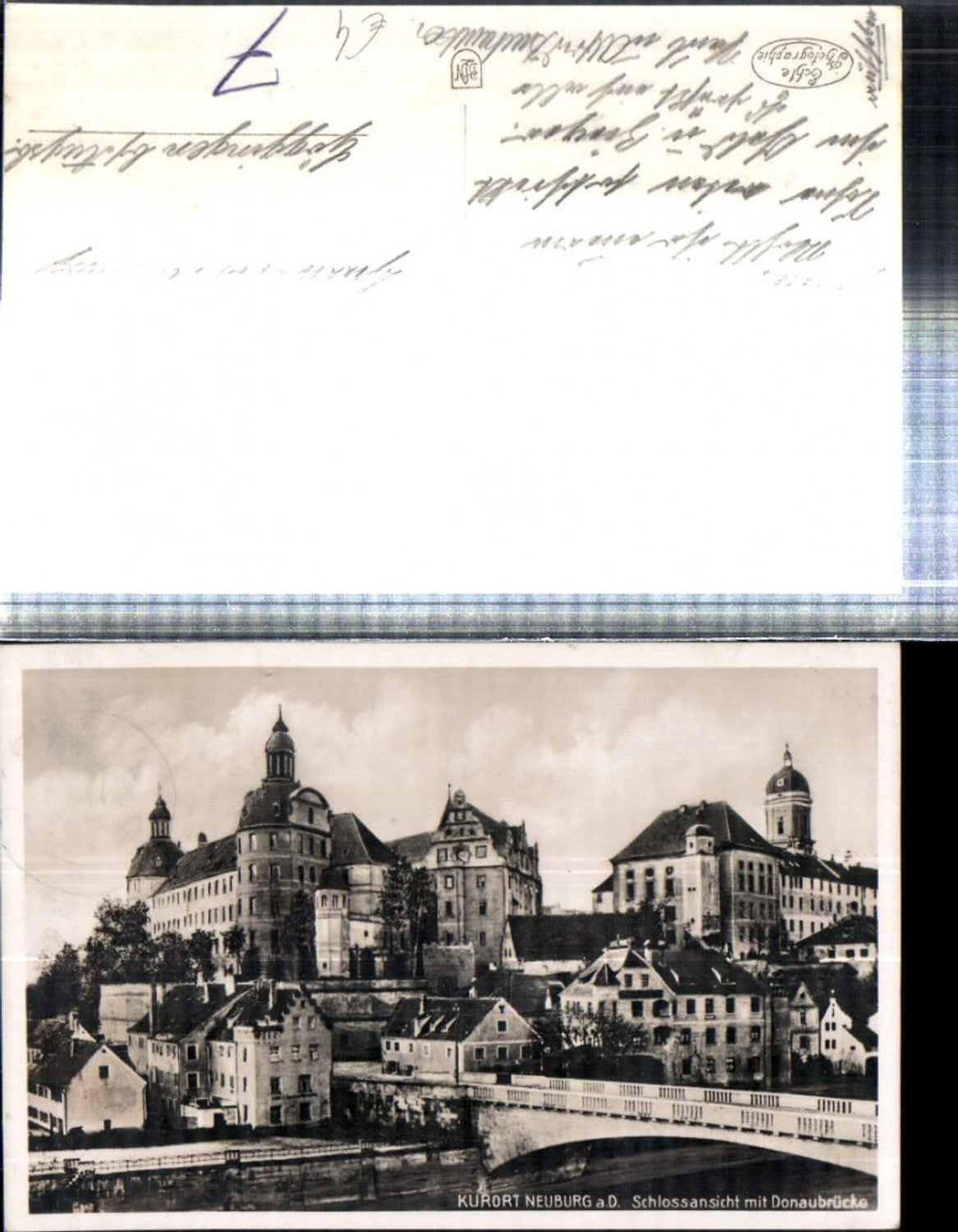 308588,Neuburg an d. Donau Teilansicht Schloss m. Donaubrücke Brücke