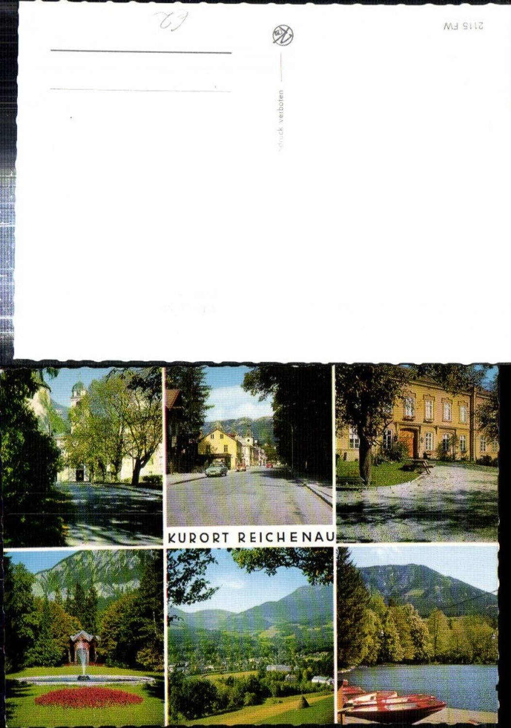 308613,Reichenau an d. Rax Totale Straßenansicht Kirche Springbrunnen Mehrbildkarte