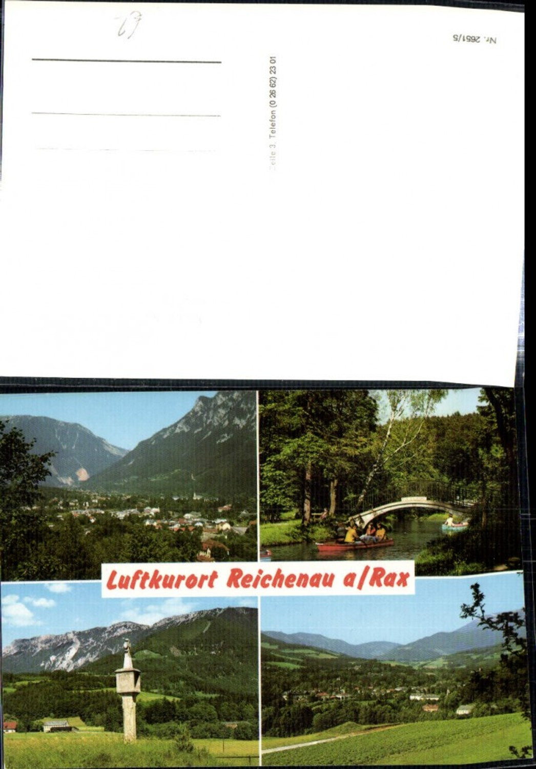 308624,Reichenau an d. Rax Totale Bildstock Brücke Ruderboote Mehrbildkarte