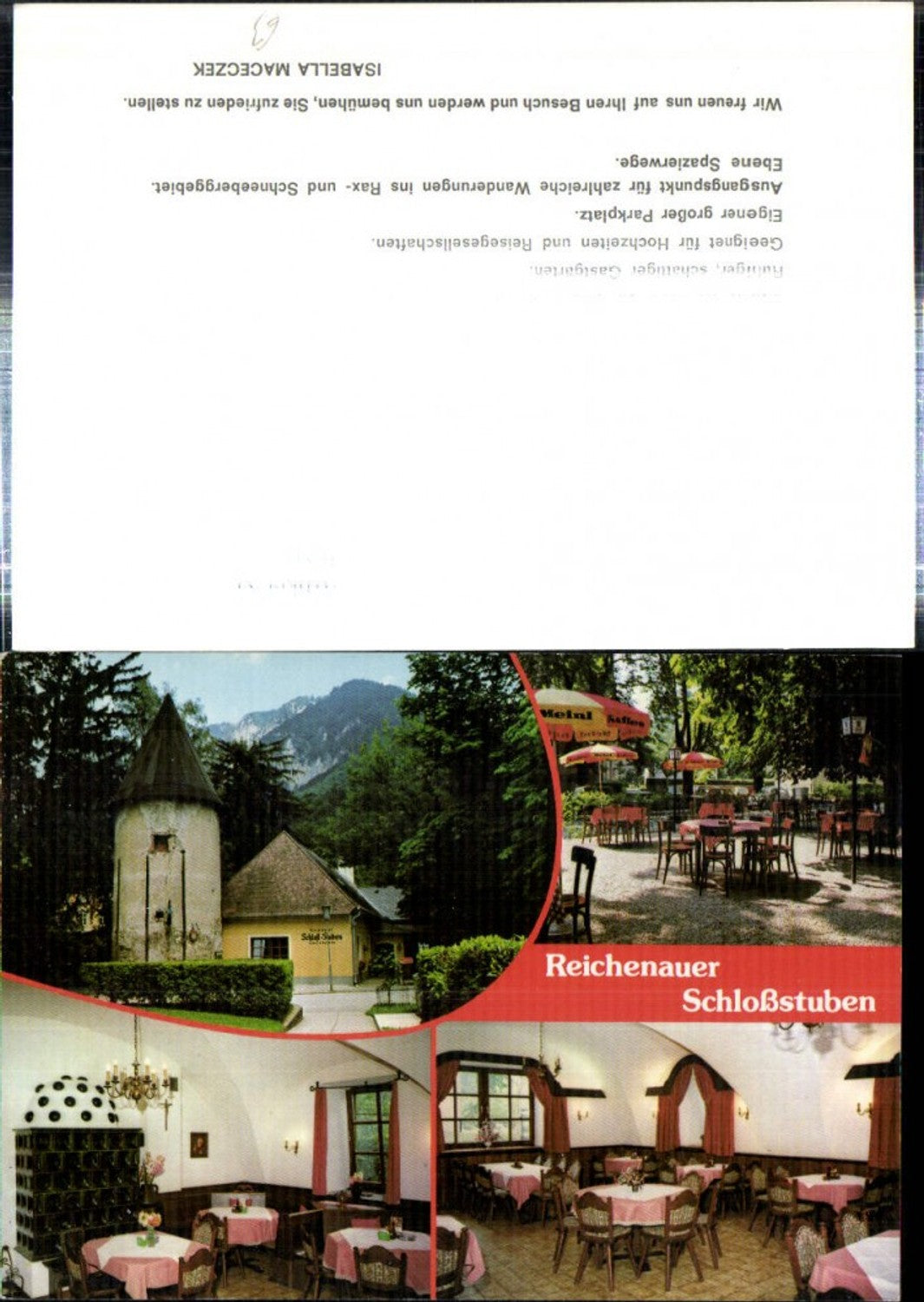 308631,Reichenau an d. Rax Reichenauer Schlossstuben Terrasse Mehrbildkarte