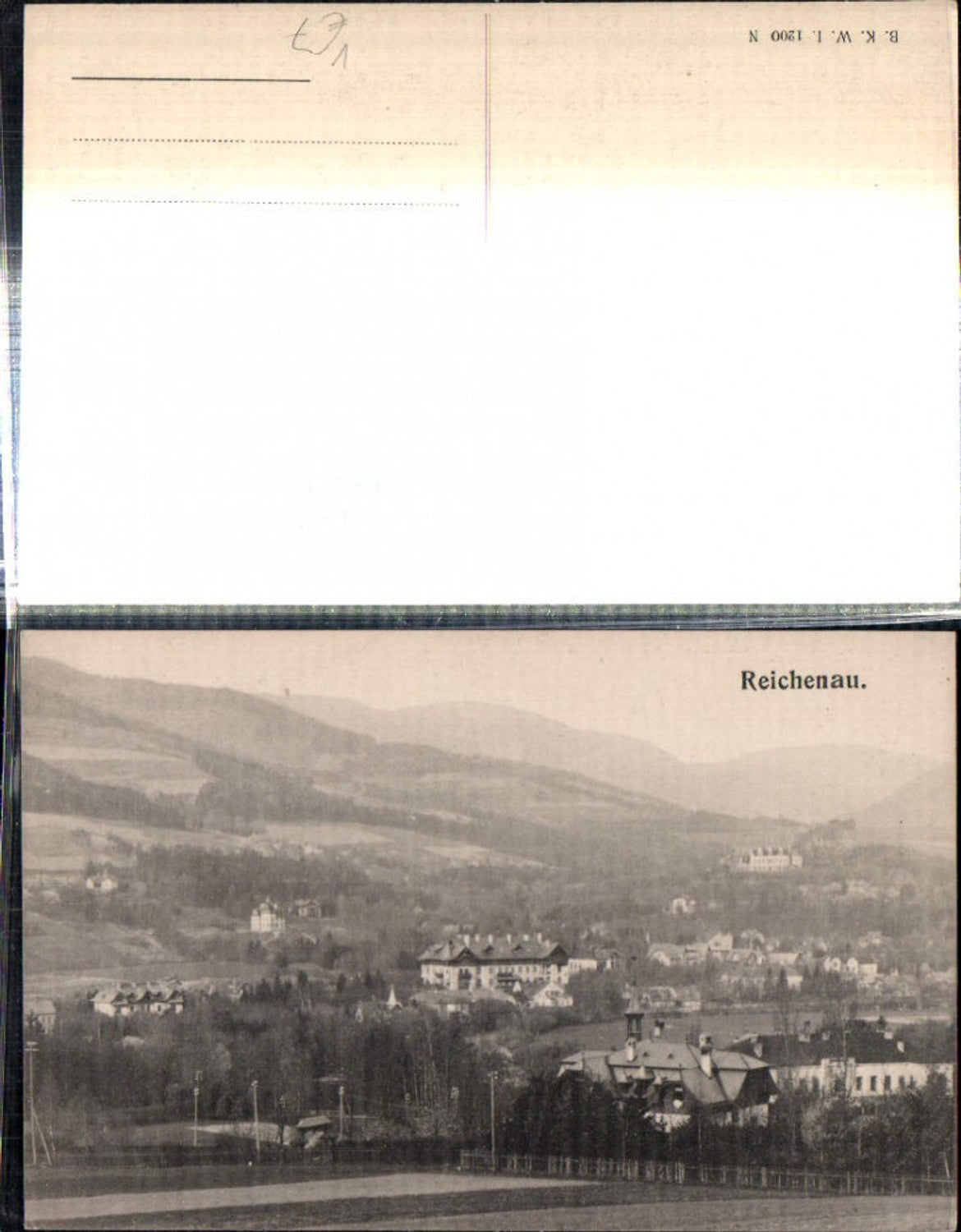 308669,Reichenau an d. Rax Teilansicht Bergkulisse pub B.K.W.I. 1200N