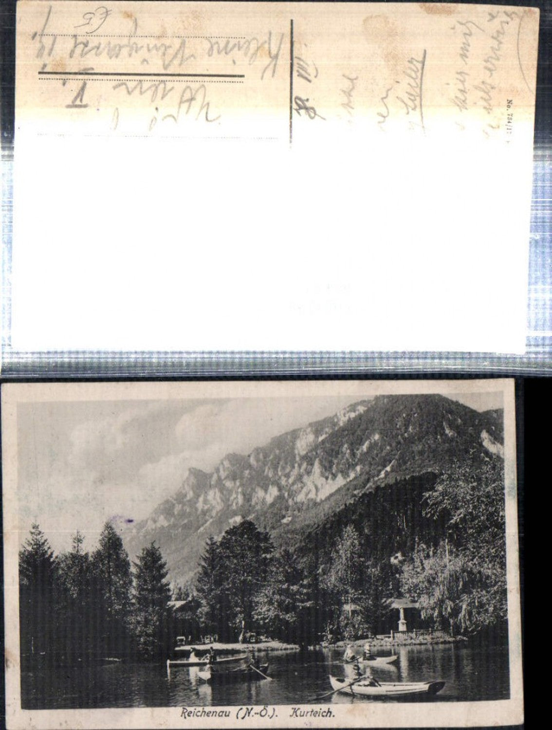 308687,Reichenau an d. Rax Kurteich Ruderboote Bergkulisse