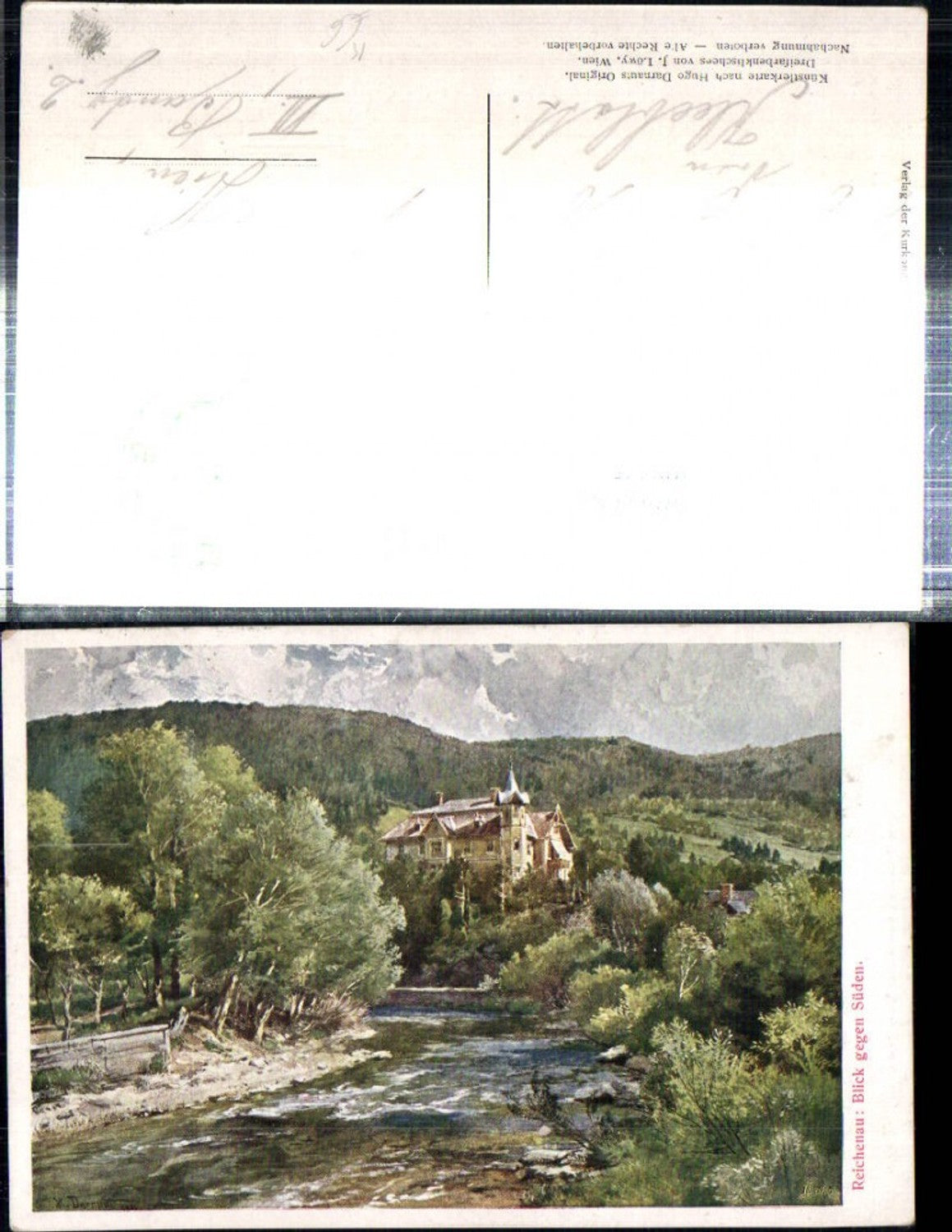 308775, Artist AK Hugo Darnaut Reichenau an der Rax, section on the Schwarza, Villa