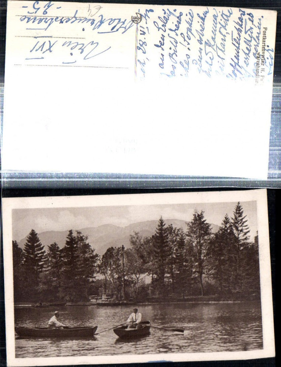 308923,Reichenau an d. Rax Kurpark Ruderboote m. Raxalpe Bergkulisse