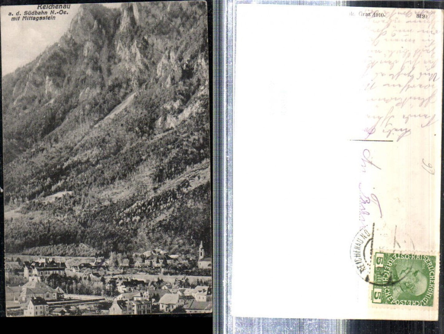 308981,Reichenau an d. Rax Teilansicht m. Mittagstein