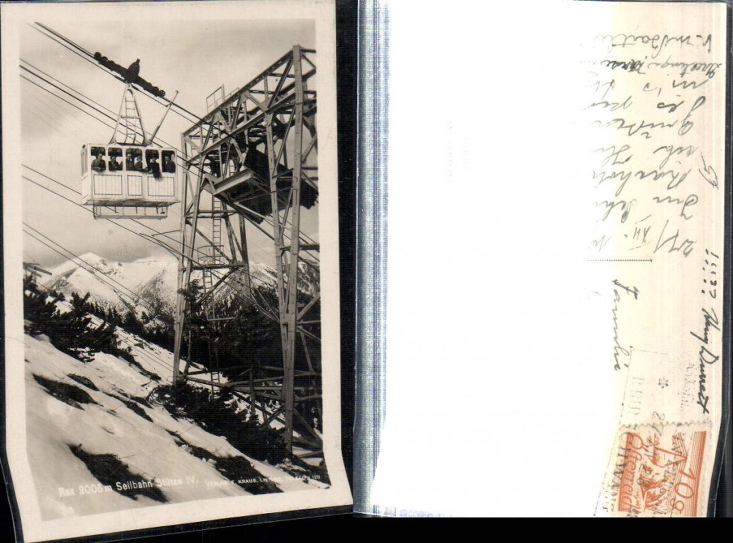 309009,Rax Seilbahn Stütze 4 b. Reichenau Bergkulisse Winterbild