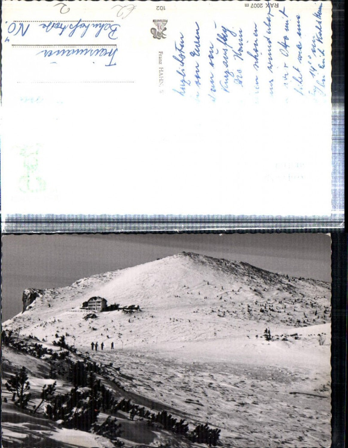 309169,Rax Blick zum Ottohaus Berghütte b. Reichenau Winterbild