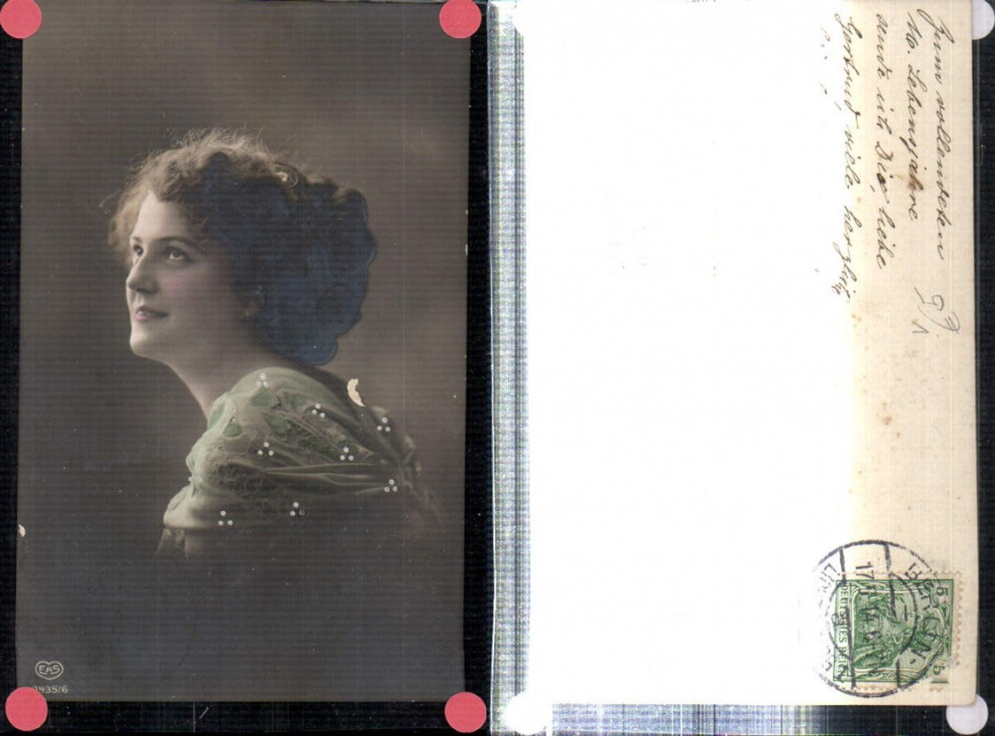 309217,Foto AK Frau m. Stola Seitenportrait Portrait pub EAS 3435/6