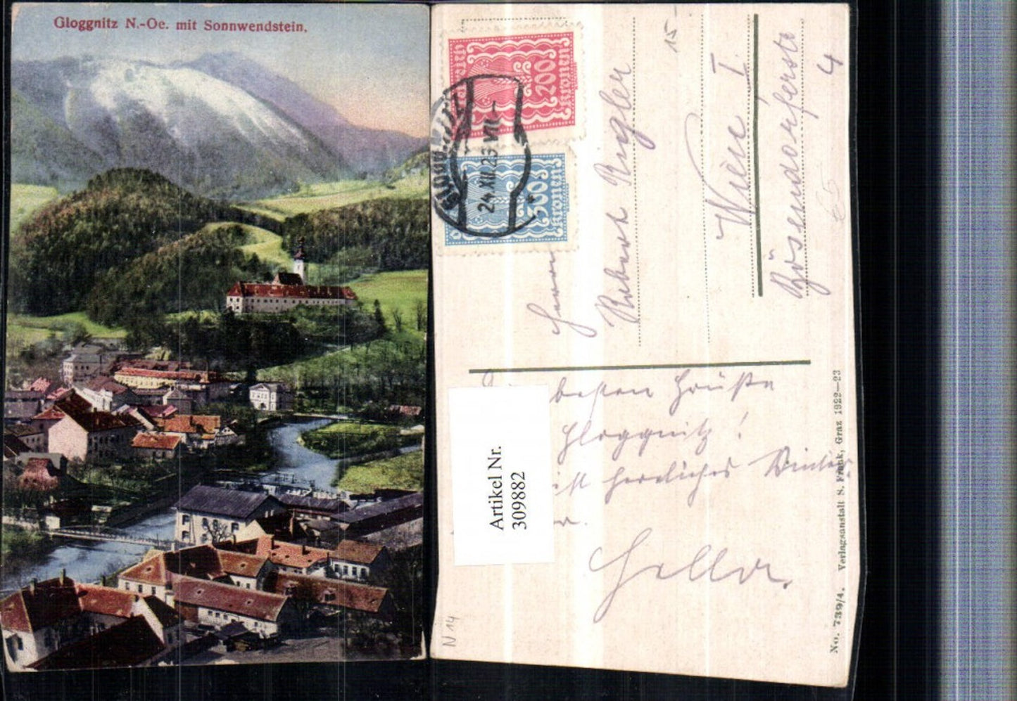 309882,Gloggnitz Teilansicht m. Sonnwendstein