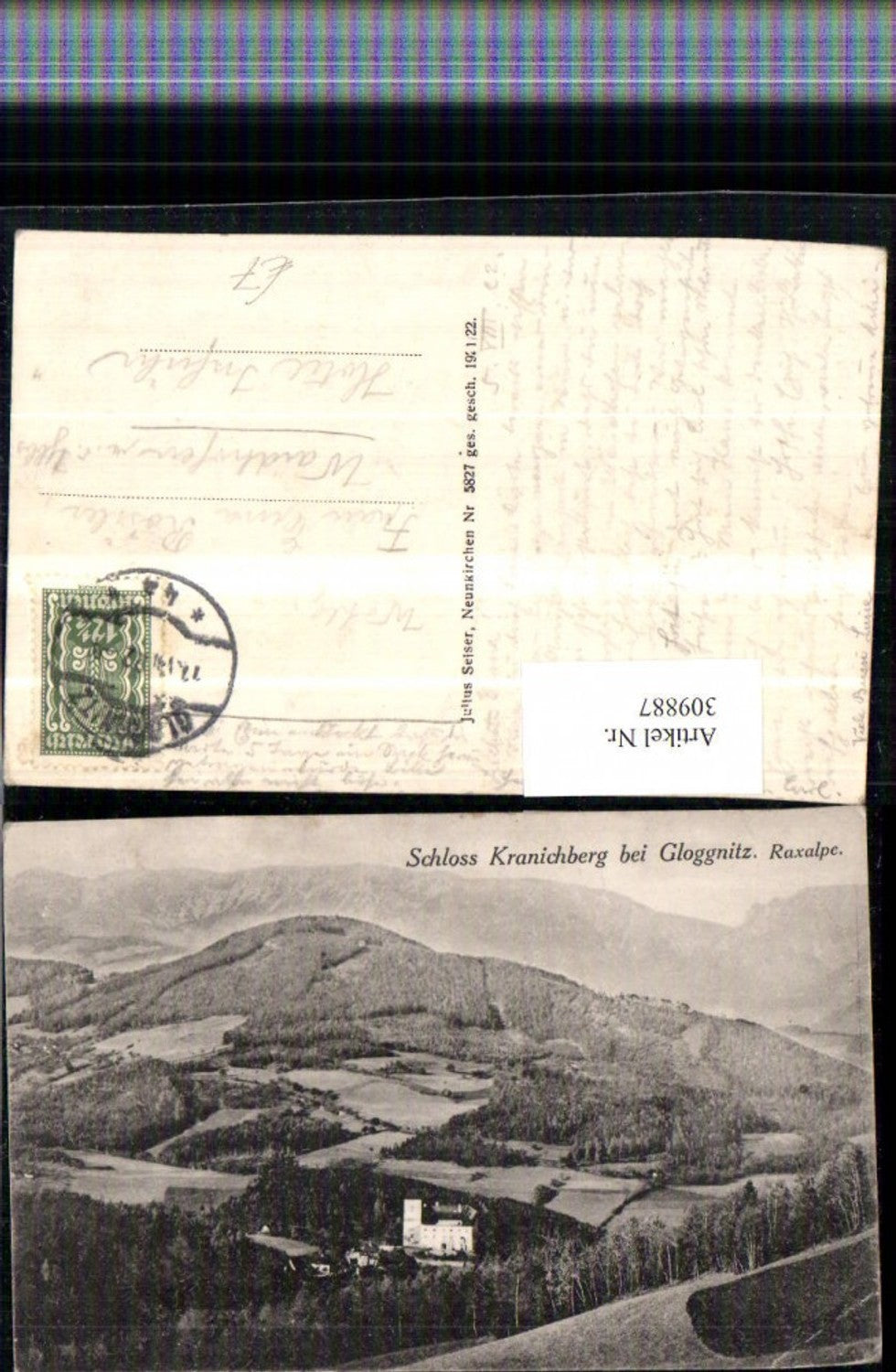 309887,Schloss Burg Kranichberg b. Gloggnitz m. Raxalpe Bergkulisse