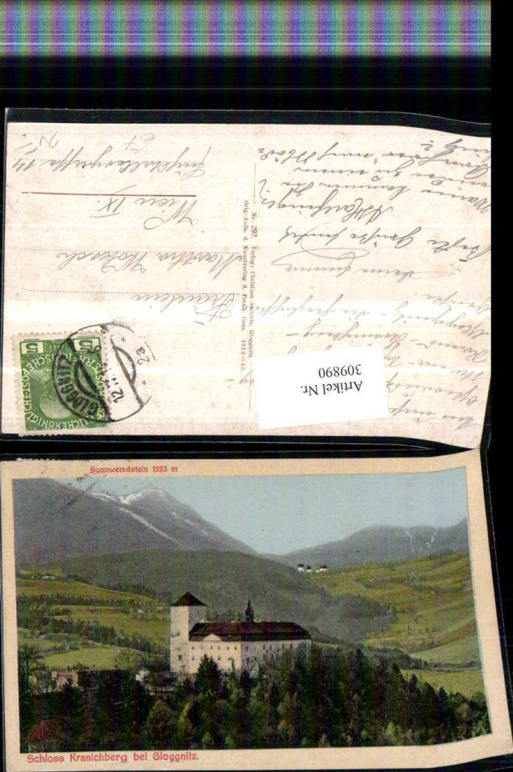 309890,Schloss Burg Kranichberg b. Gloggnitz m. Sonnwendstein Bergkulisse