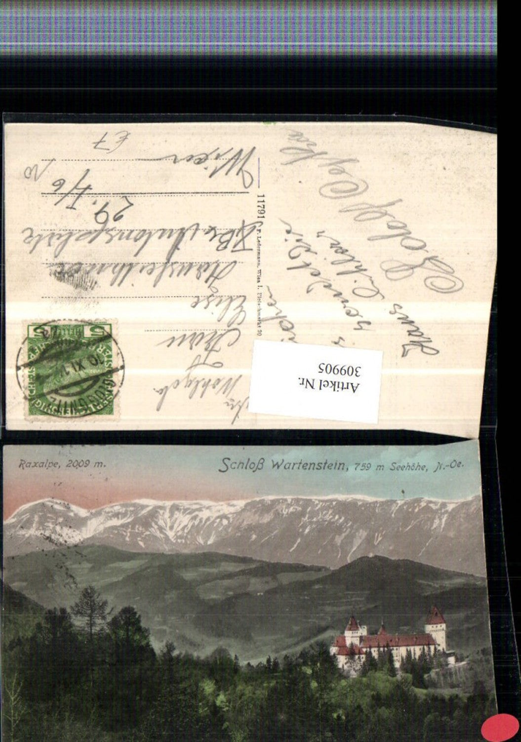 309905,Schloss Wartenstein b. Gloggnitz m. Raxalpe Bergkulisse