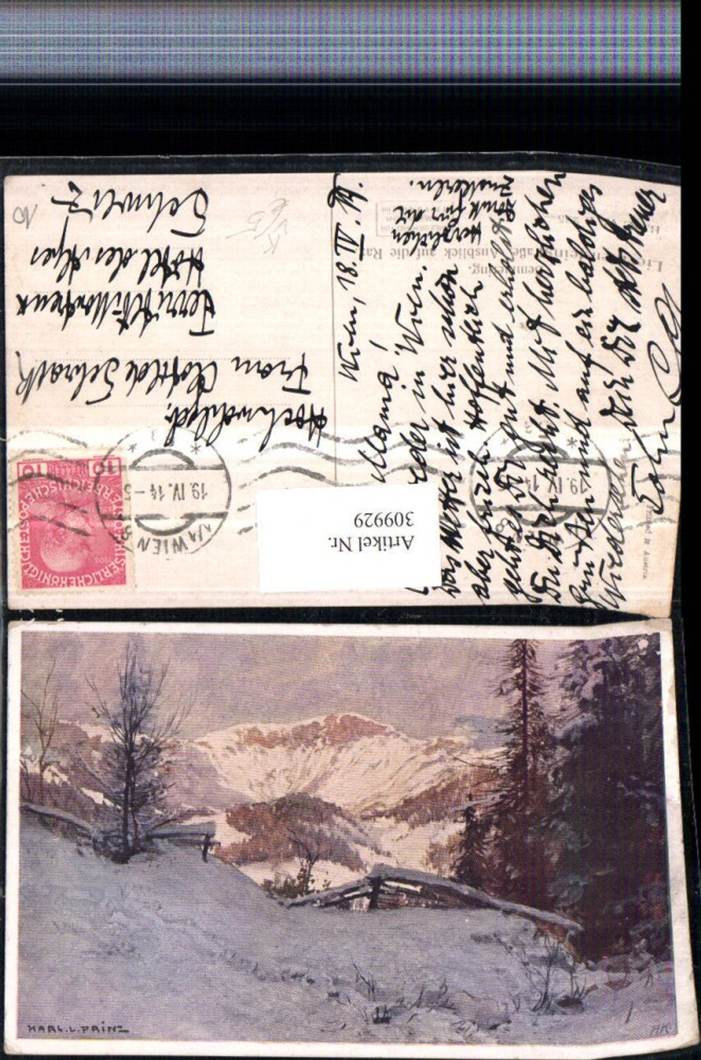 309929,Künstler AK Karl Ludwig Prinz Semmering Liechtensteinstraße m. Rax pub B.K.W.I. 285/7
