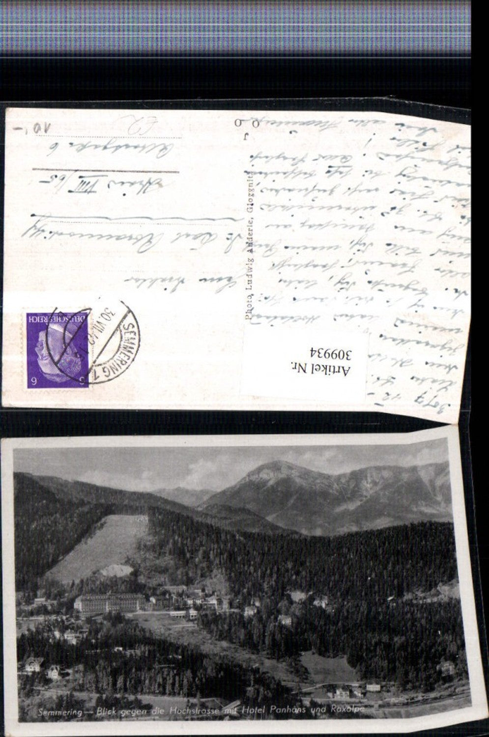 309934,Semmering Blick geg. Hochstraße m. Hotel Panhans u. Rax Bergkulisse