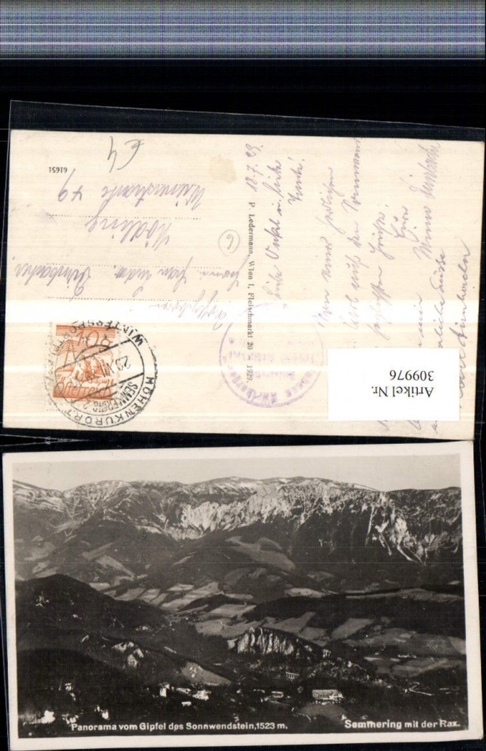 309976,Semmering Totale vom Sonnwendstein geg. Rax Bergkulisse