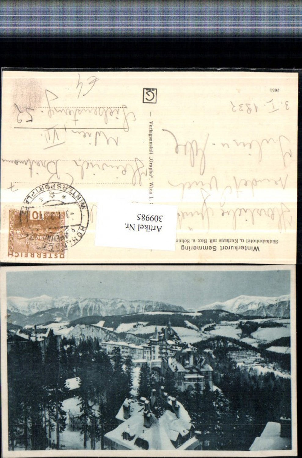 309985,Semmering Südbahnhotel Kurhaus Bergkulisse Winterbild