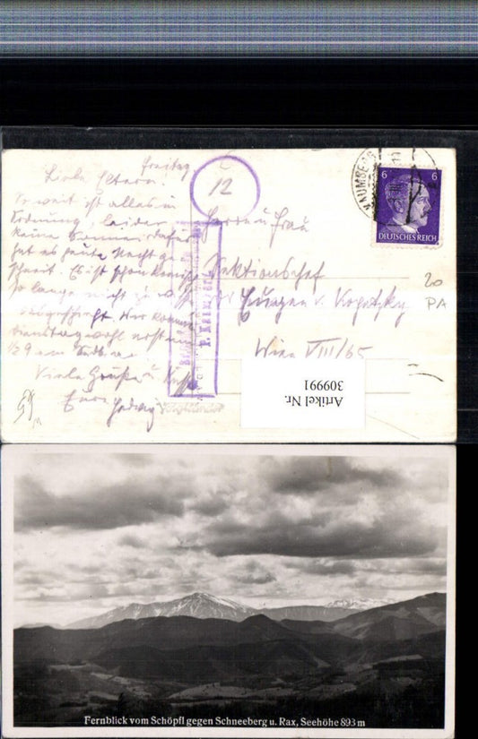 309991,Blick vom Schöpfl b. Brand-Laaben geg. Schneeberg u. Rax Bergkulisse