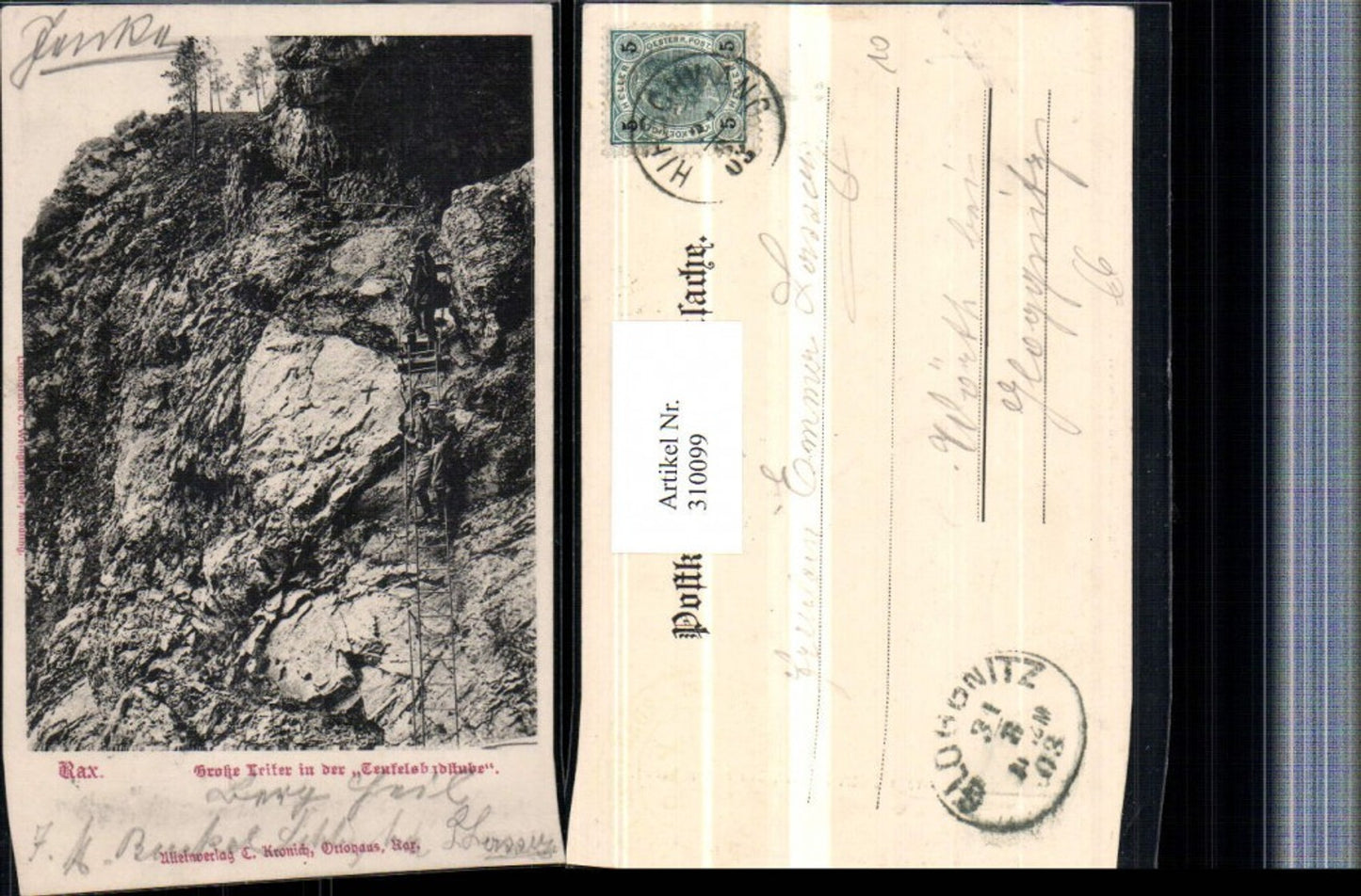 310099,Rax Große Leiter in d. Teufelsbadstube b. Reichenau Bergsteiger