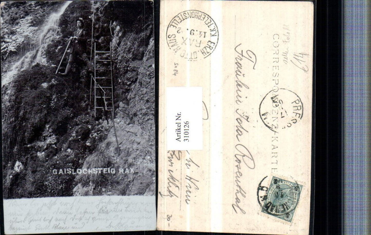 310126,Seltene Foto AK Rax Gaislochsteig b. Reichenau Bergsteiger