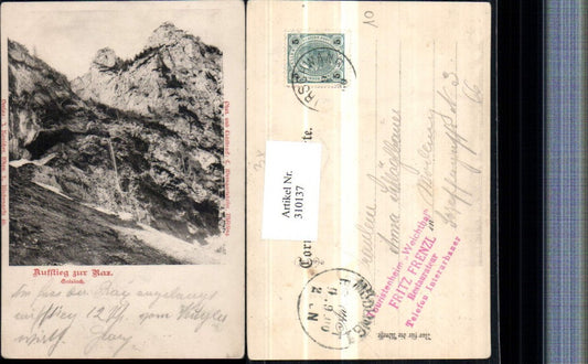 310137,Aufstieg zur Rax Gaisloch b. Reichenau Bergkulisse
