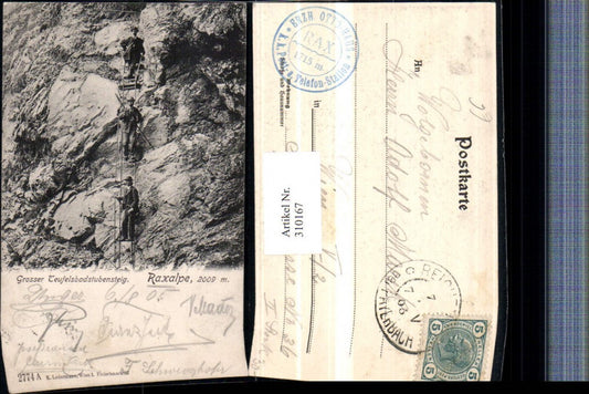 310167,Raxalpe Großer Teufelsbadstubensteig b. Reichenau Leiter Bergsteiger