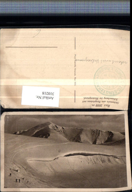 310218,Rax Skiterrain am Raxplateau m. Schneeberg b. Reichenau Bergkulisse Winterbild