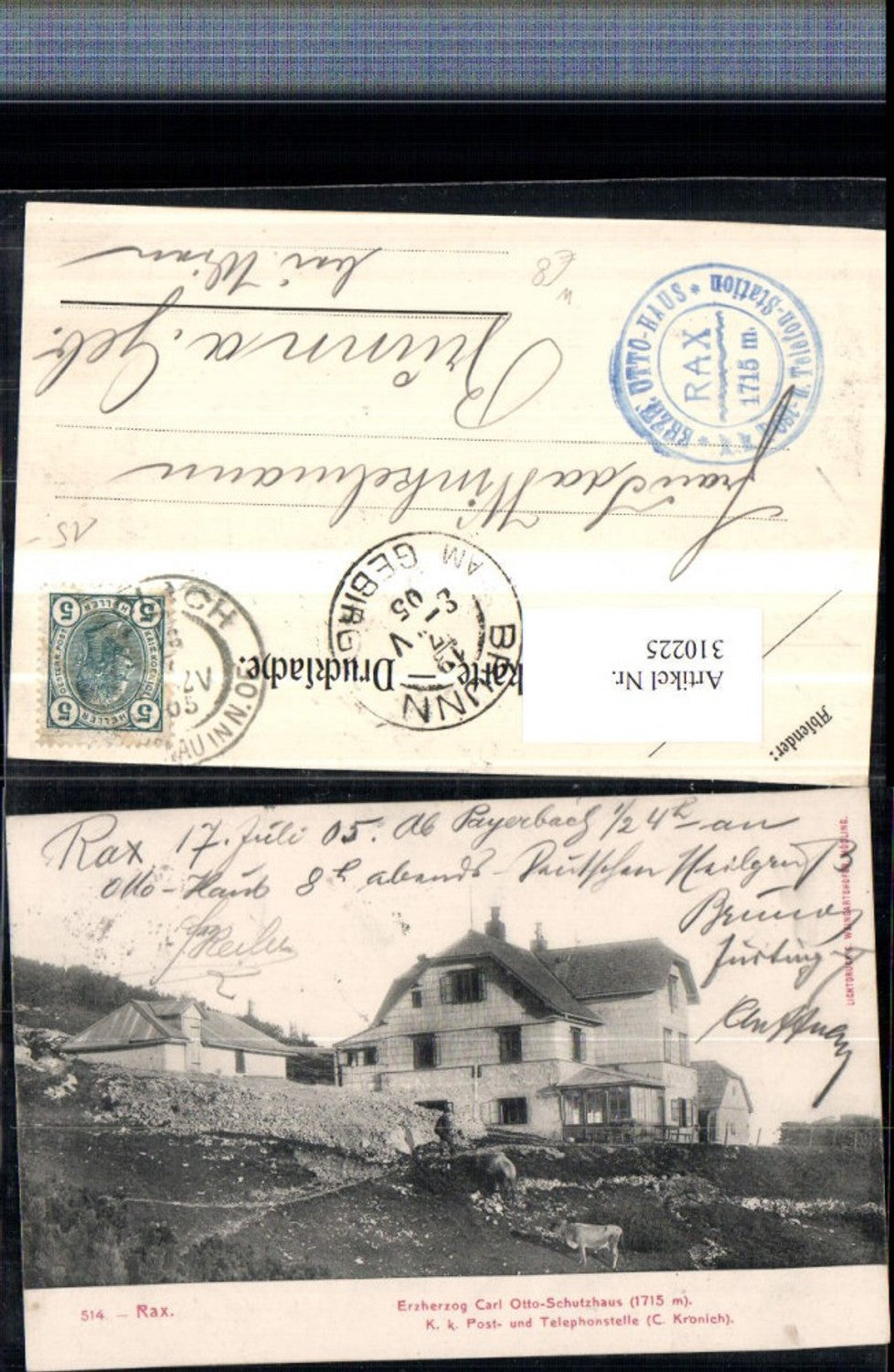 310225,Rax Erzherzog Otto-Schutzhaus Berghütte b. Reichenau