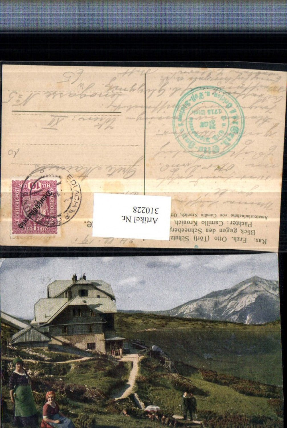 310228,Rax Erzherzog Otto Schutzhaus Berghütte b. Reichenau geg. Schneeberg Bergkulisse
