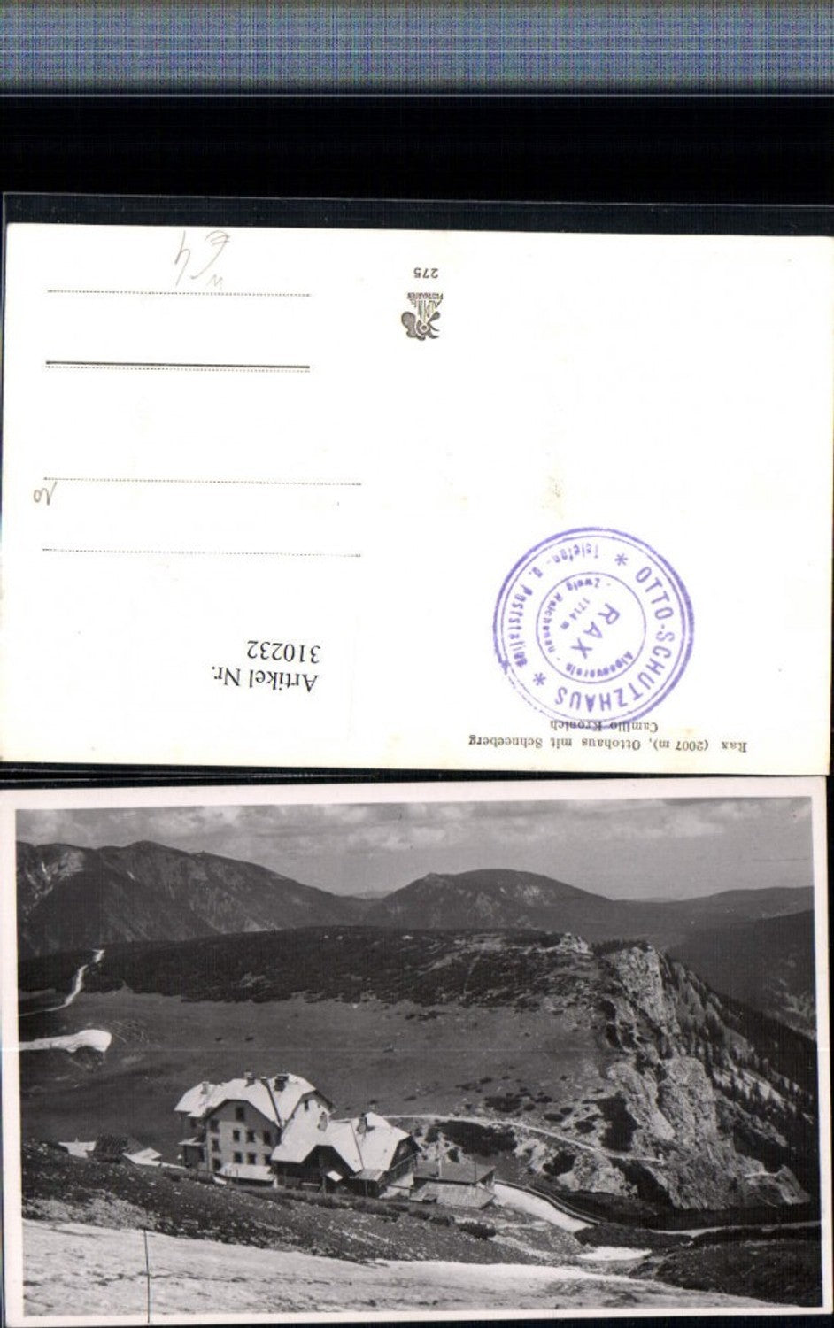 310232,Rax Ottohaus Berghütte b. Reichenau m. Schneeberg Bergkulisse