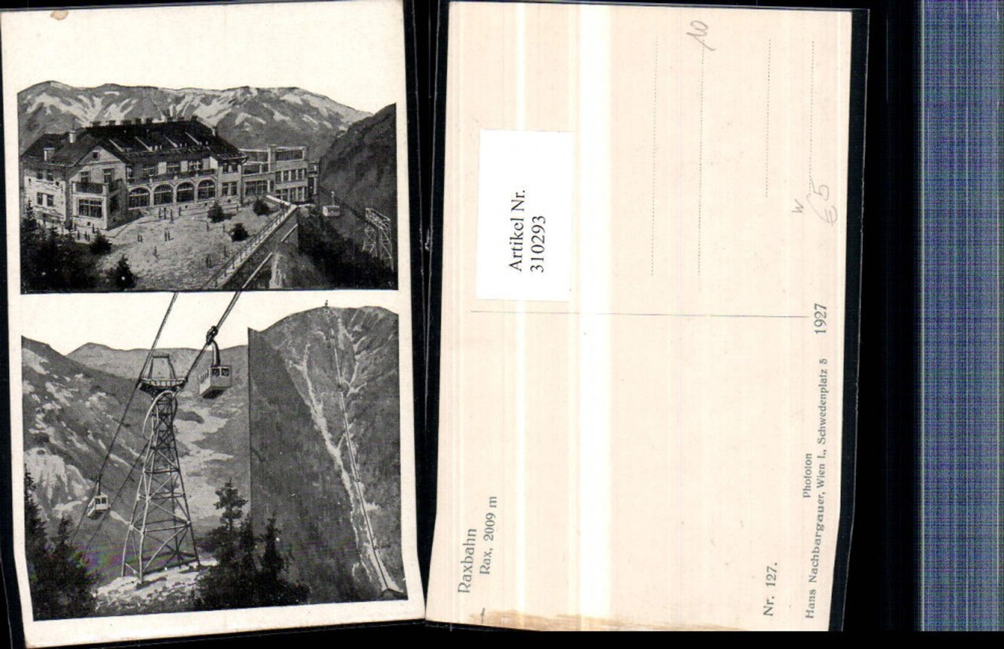310293,Künstler AK Raxbahn Seilbahn Bergstation b. Reichenau Bergkulisse Mehrbildkarte