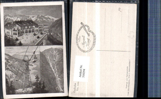310294,Künstler AK Raxbahn Seilbahn Bergstation b. Reichenau Bergkulisse Mehrbildkarte