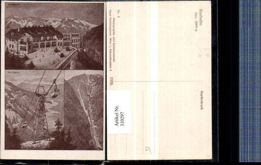 310297,Künstler AK Raxbahn Seilbahn Bergstation b. Reichenau Bergkulisse Mehrbildkarte