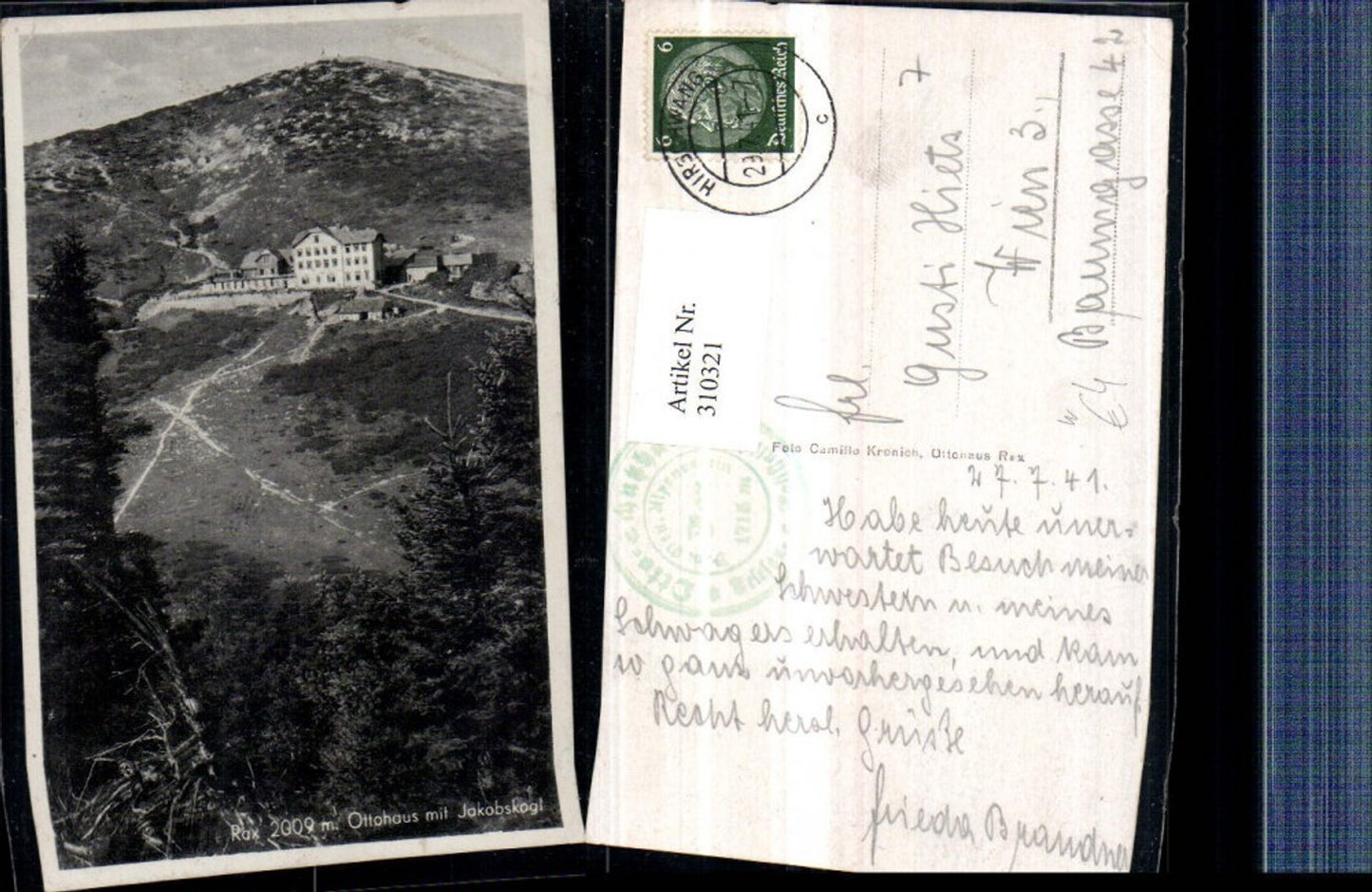 310321,Rax Ottohaus Berghütte m. Jakobskogel b. Reichenau