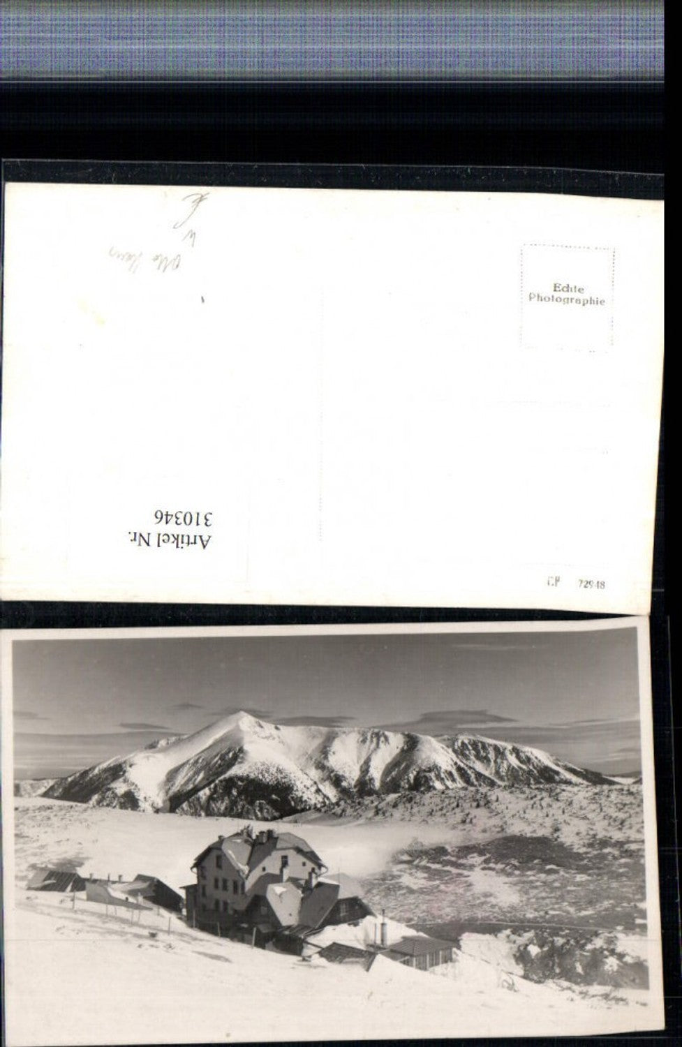 310346,Foto AK Rax Ottohaus Berghütte b. Reichenau Bergkulisse Winterbild