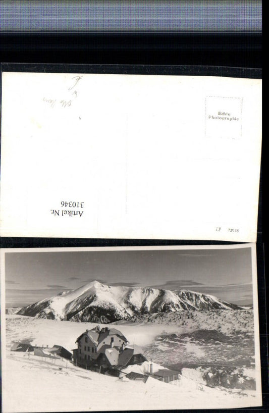 310346,Foto AK Rax Ottohaus Berghütte b. Reichenau Bergkulisse Winterbild