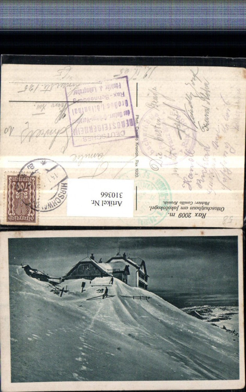 310366,Rax Ottoschutzhaus Berghütte am Jakobskogel b. Reichenau Winterbild