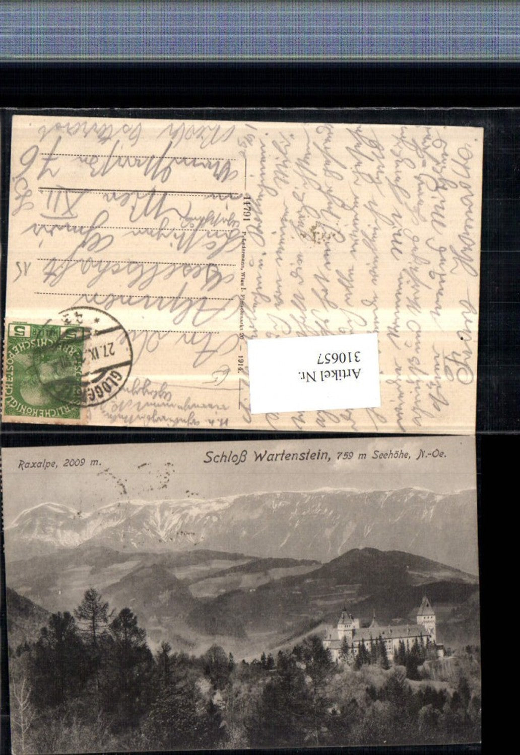 310657,Schloss Burg Wartenstein b. Gloggnitz m. Raxalpe Bergkulisse