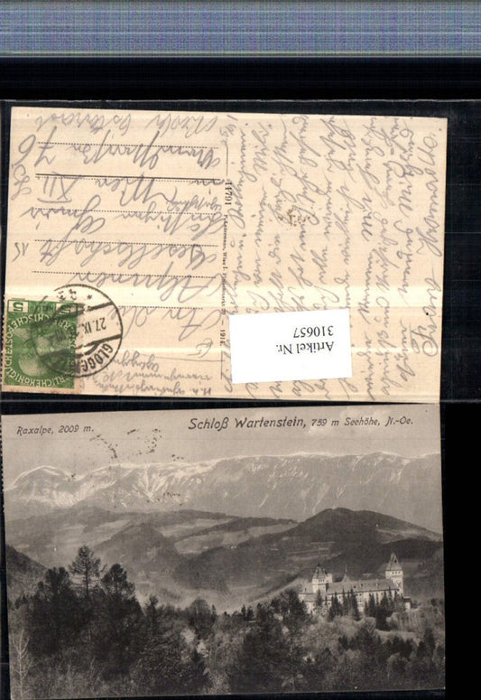 310657,Schloss Burg Wartenstein b. Gloggnitz m. Raxalpe Bergkulisse