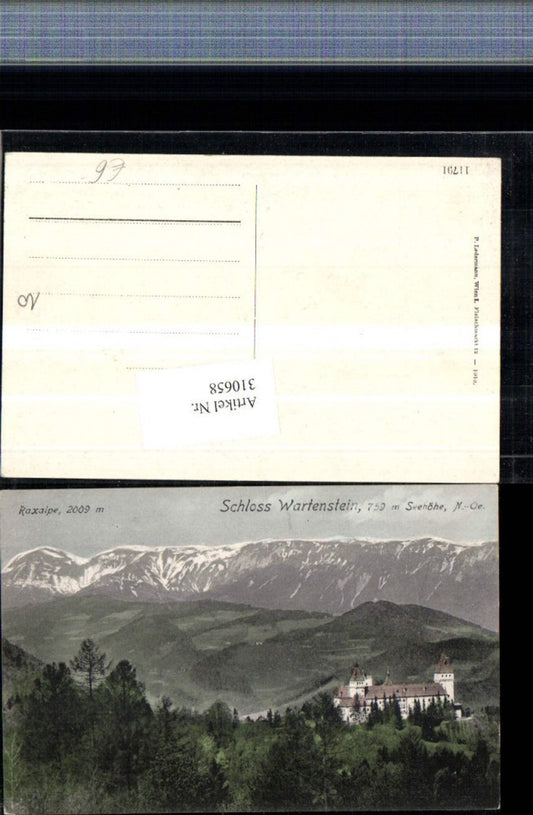 310658,Schloss Burg Wartenstein b. Gloggnitz m. Raxalpe Bergkulisse