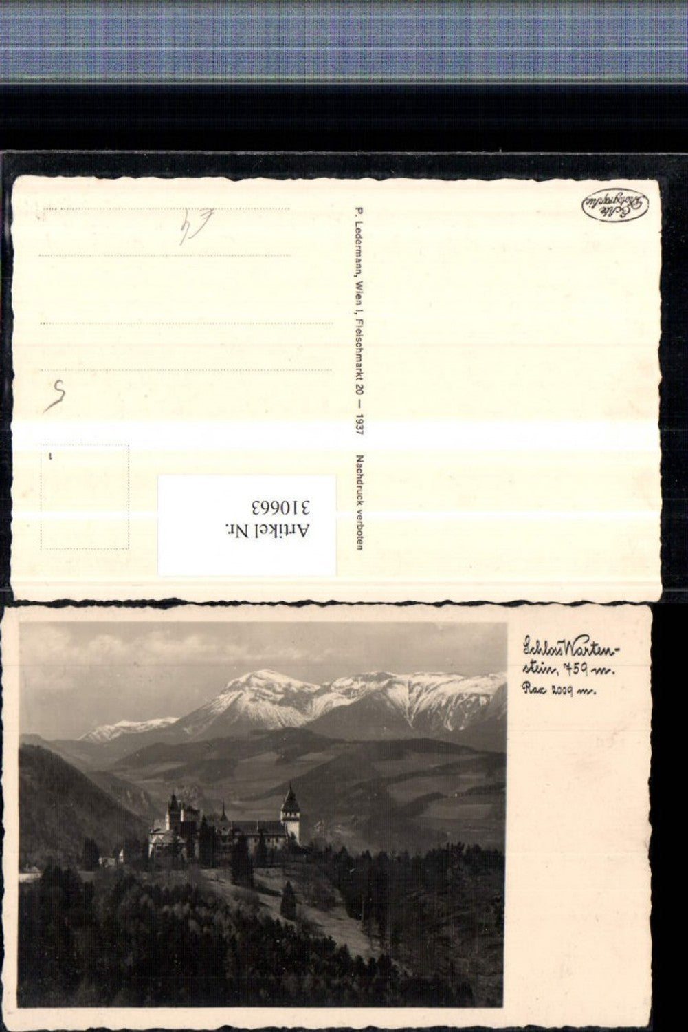 310663,Schloss Burg Wartenstein b. Gloggnitz geg. Rax Bergkulisse