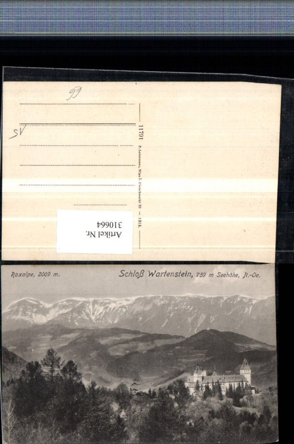 310664,Schloss Burg Wartenstein b. Gloggnitz m. Raxalpe Bergkulisse