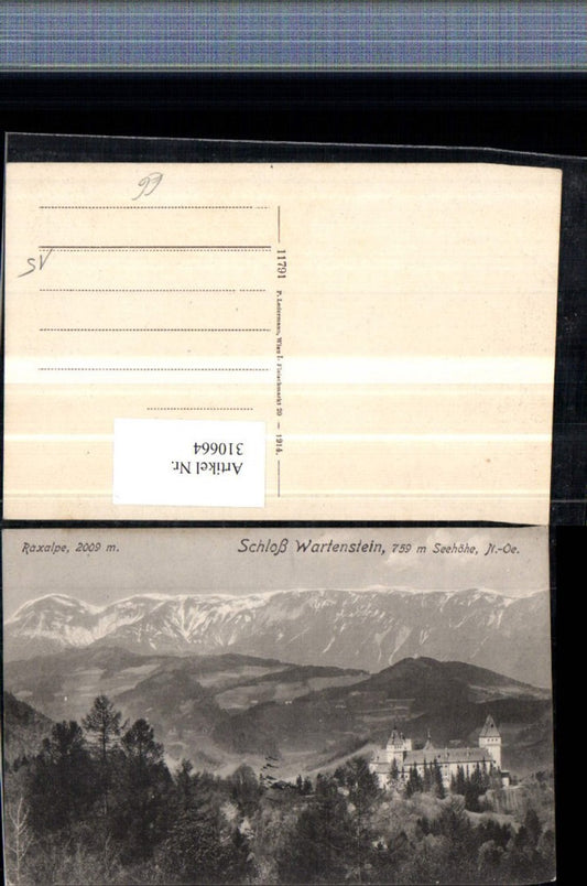 310664,Schloss Burg Wartenstein b. Gloggnitz m. Raxalpe Bergkulisse